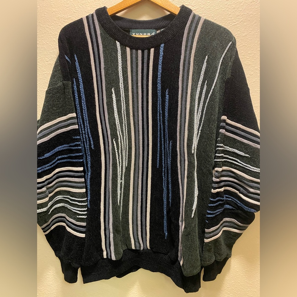 TUNDRA Men's Multicolor Striped Vintage Sweater - Large